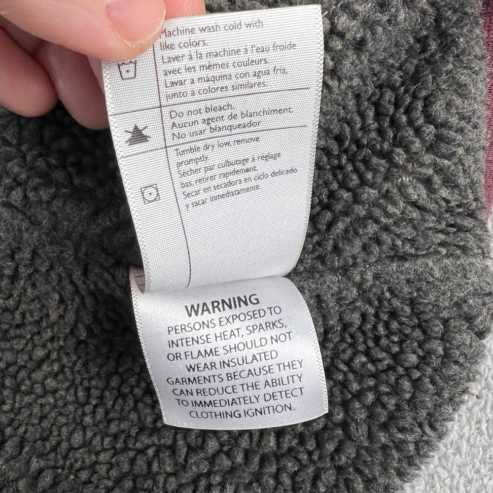 Carhartt Sherpa Lined Hoodie Mens 2XL Tall Burgundy Full Zip Workwear Sweatshirt - Picture 10 of 16